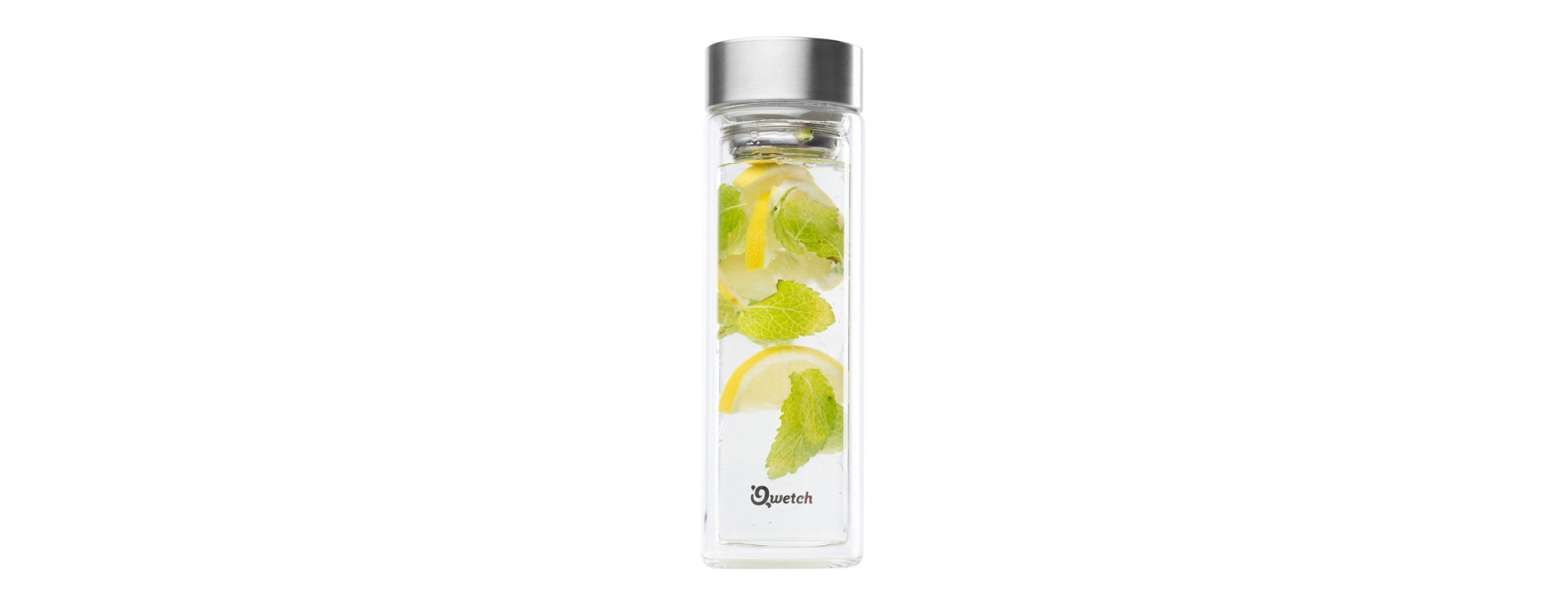 Théière verre double paroi inox brossé 430ml - Qwetch