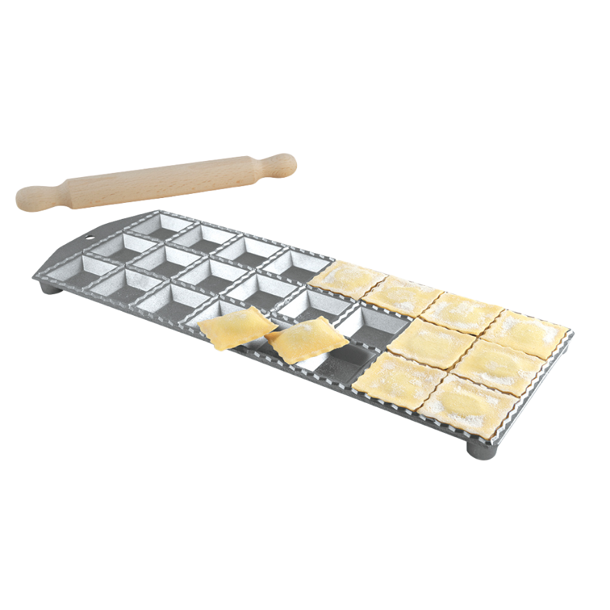 Plaque à 12 raviolis avec rouleau en bois - Alice Délice