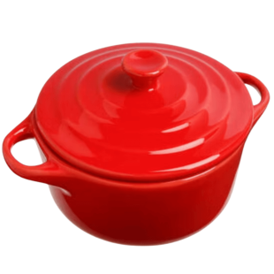 Mini-cocotte céramique ronde 3 couleurs rouge, noir et grise