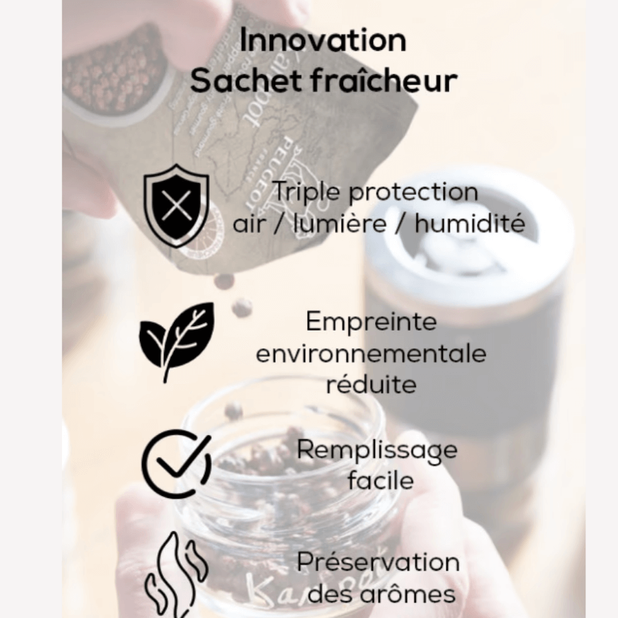 Coffret  bar à poivres Maestro u ´select + 3 poivres - Peuge