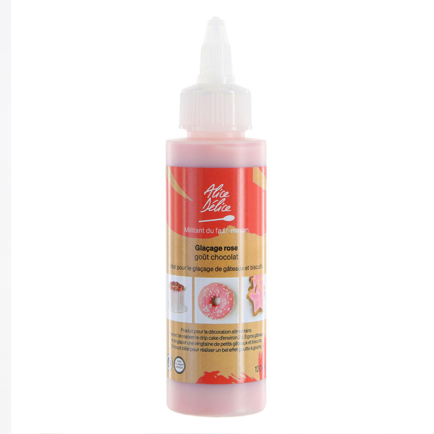 Glaçage drip cake rose goût chocolat 120 gr : idéal pour le 