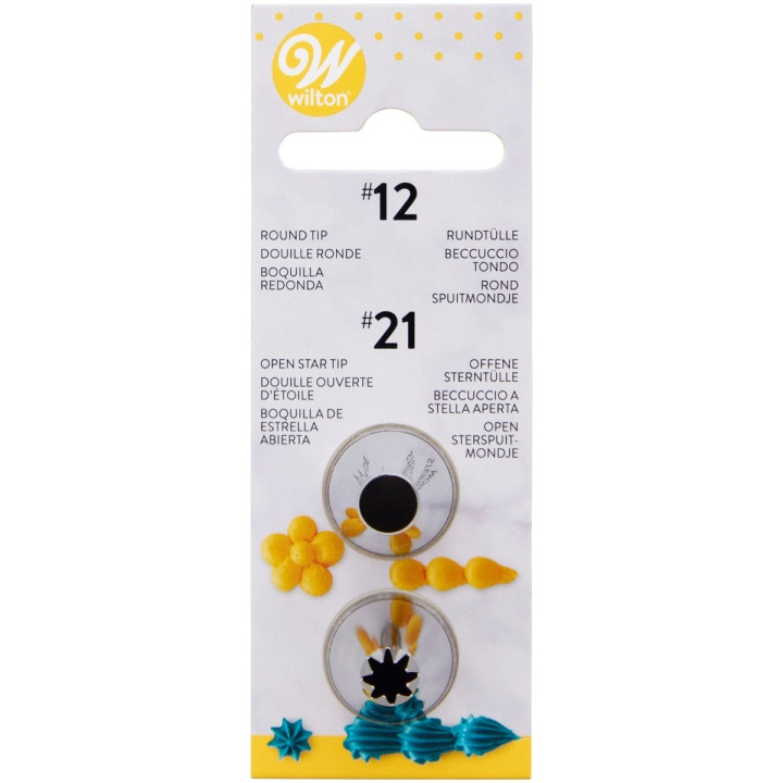 Set de douilles en inox : étoile  21 et ronde  12 - Wilton