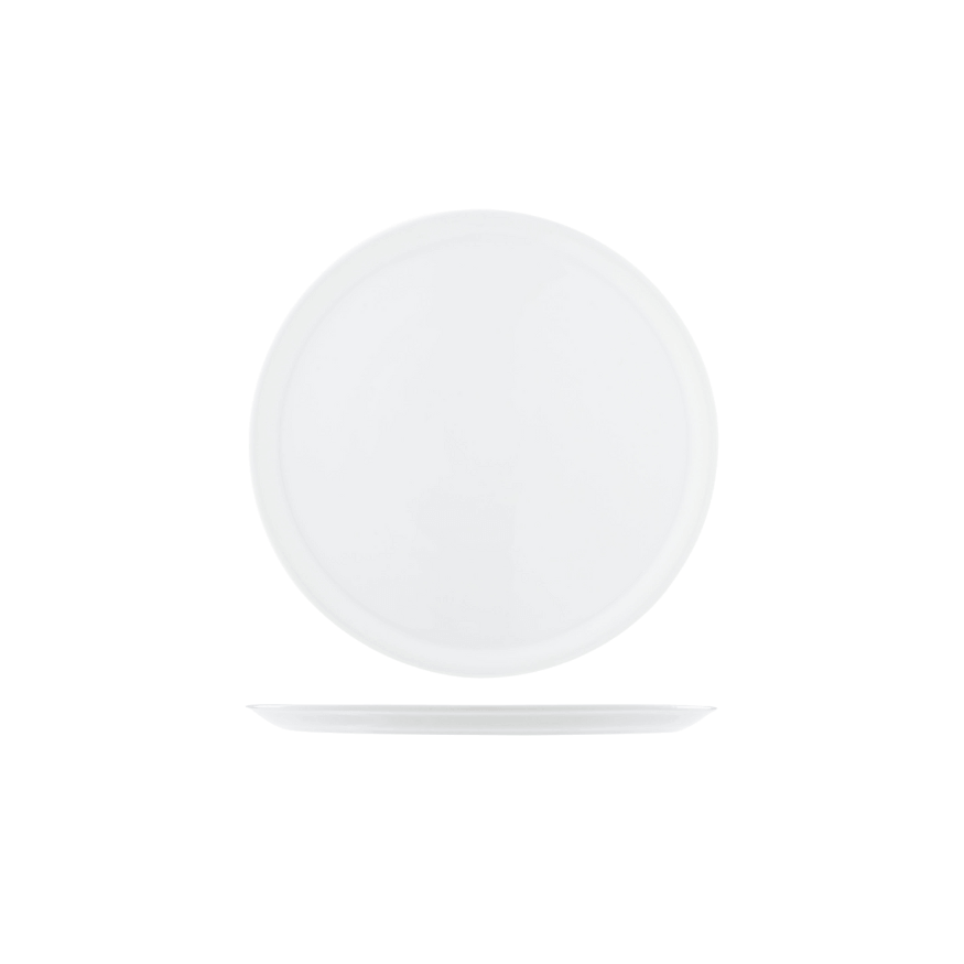 Plat à gâteau rond en porcelaine blanche 33 cm - Cosy Trendy