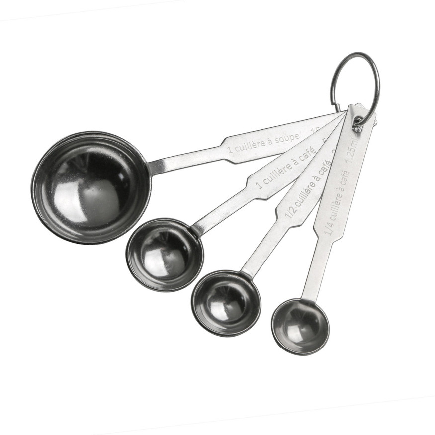 4 cuillères doseuses en inox : équivalences ml, cuillère à c