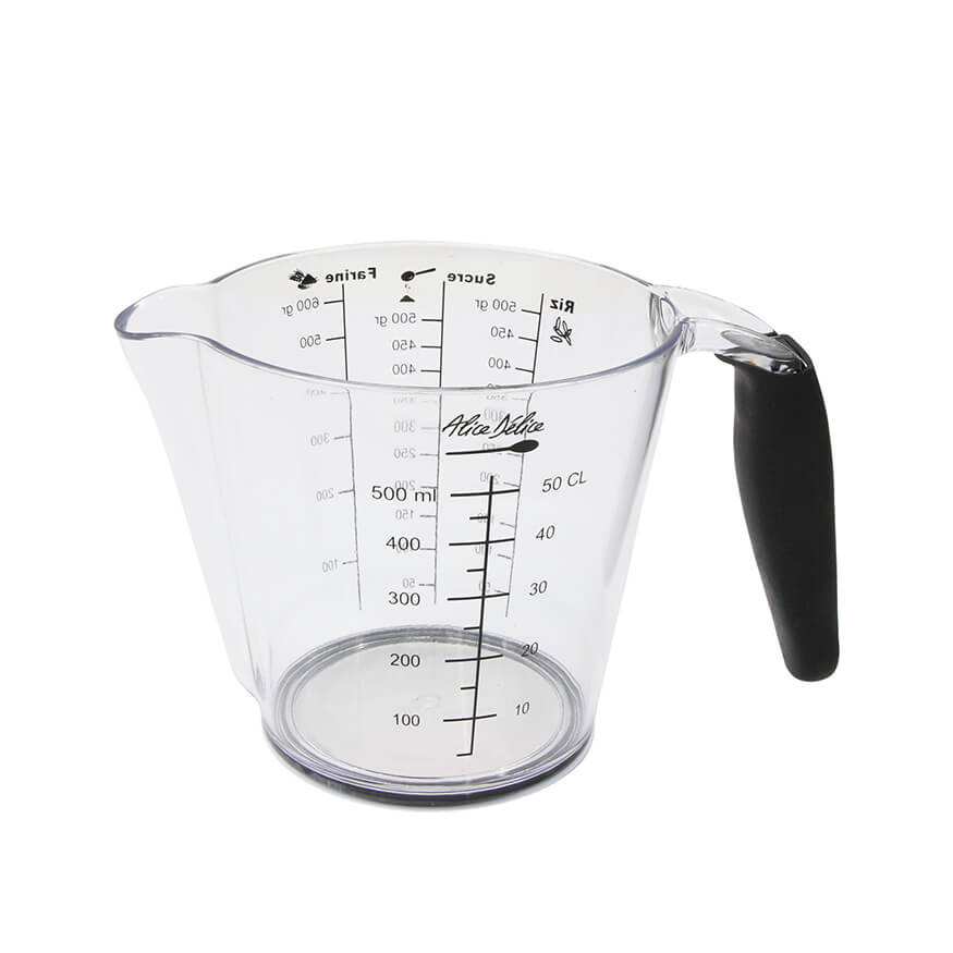 Verre doseur en plastique transparent 500 ml avec poignée et