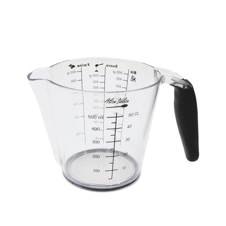 Verre doseur en plastique transparent 500 ml avec poignée et
