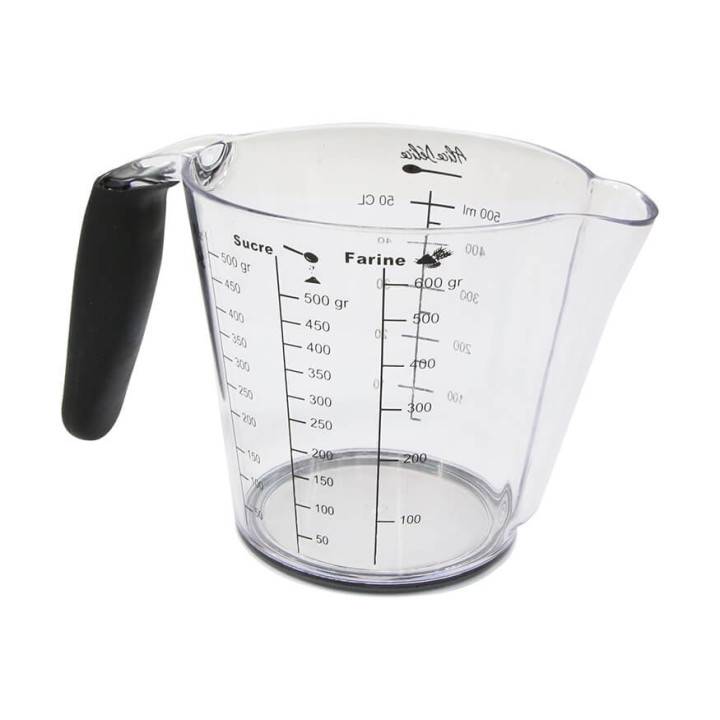 Verre doseur en plastique transparent 500 ml avec poignée et