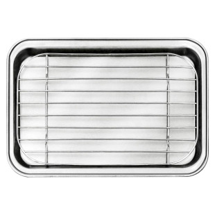 Plat à dresser en inox avec grille 26,5*20,5*2,5 cm- Lacor