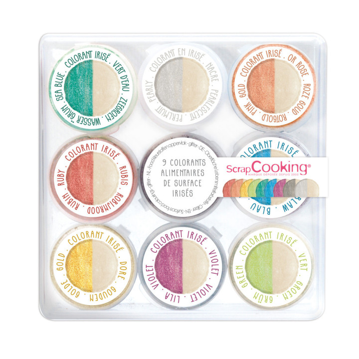 Set de colorants de surface en poudre irisés 9 x 1.5 gr - Sc