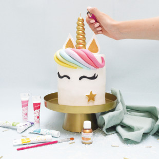 Bougie corne de licorne dorée XXL 17.5 x 3.8 cm - Scrapcooki