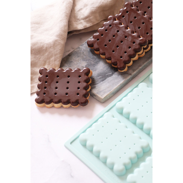 Moule en silicone 8 biscuits petit beurre 5.5 x 7 cm - Scrap