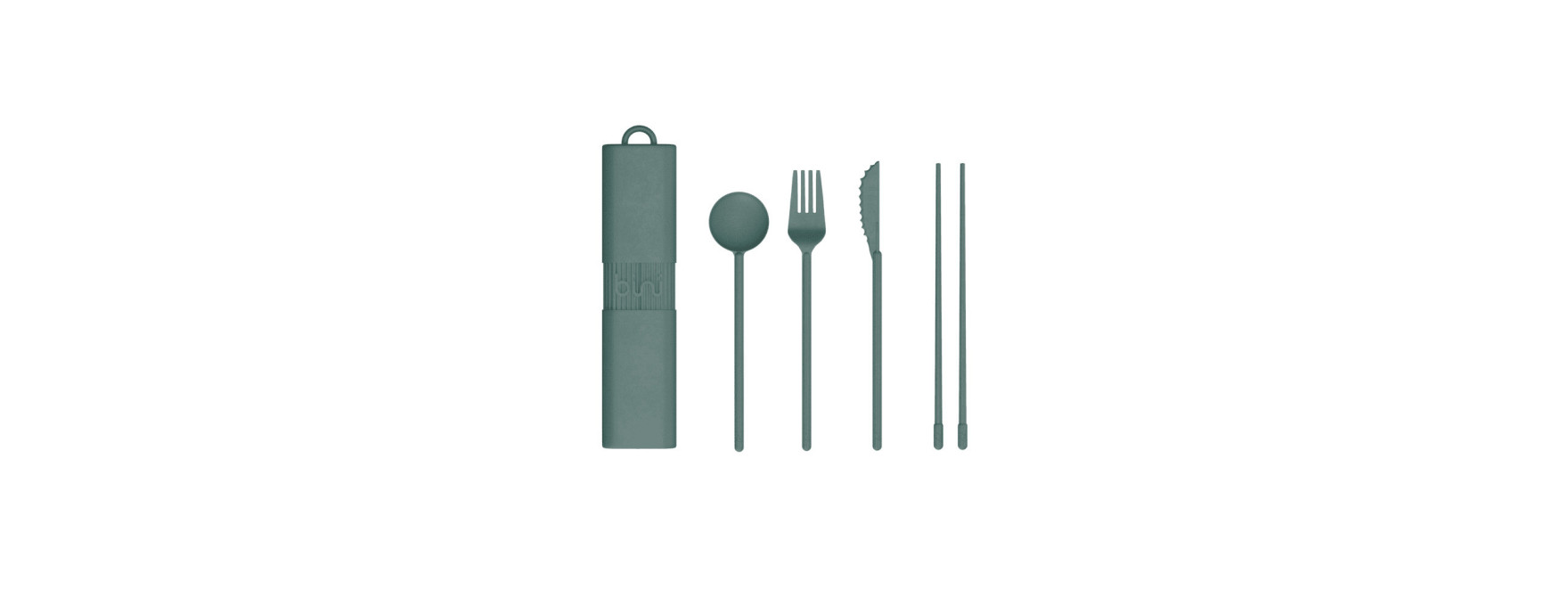 Set de couverts et baguettes vert foncé - Bini