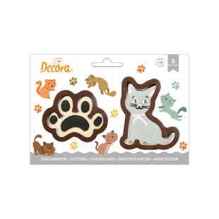 Kit 2 emporte-pièces en plastique : Chat - Decora