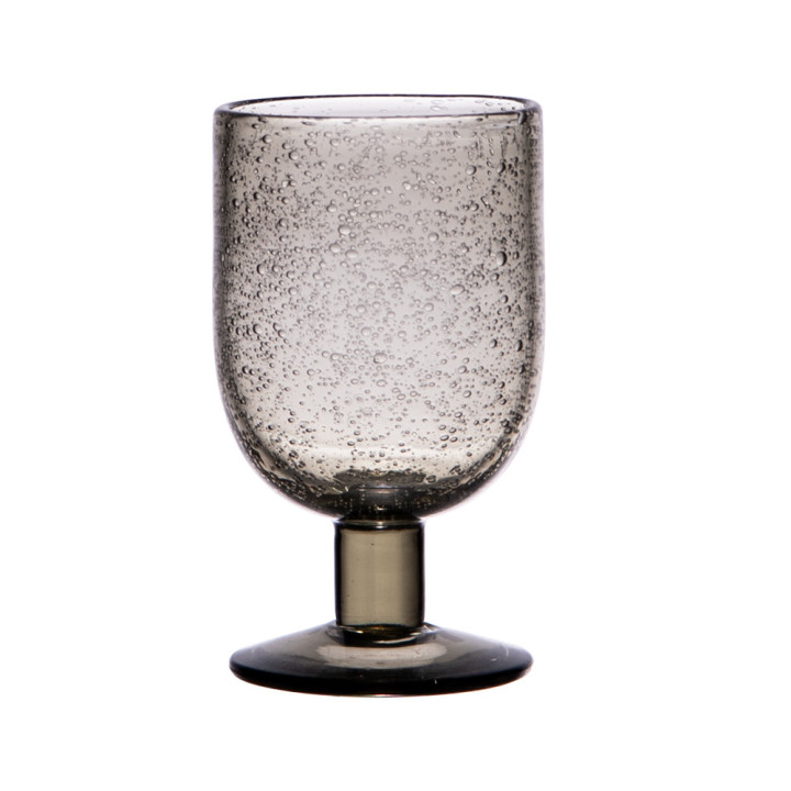 Verre à pied 28 cl Lubéron bullé gris - Table passion