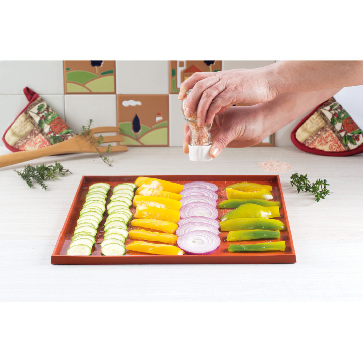 Tapis de cuisson rectangulaire à rebord en silicone idéal po