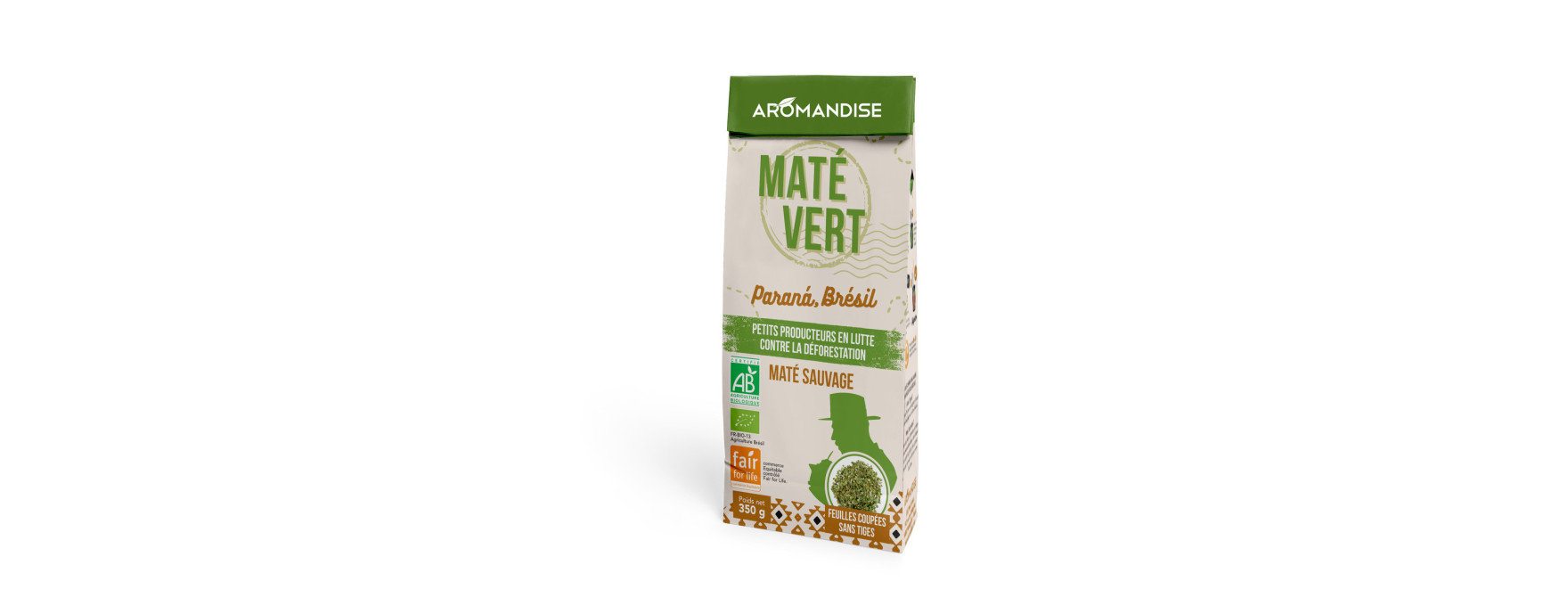 Maté vert sauvage bio du Brésil 350 gr - Aromandise