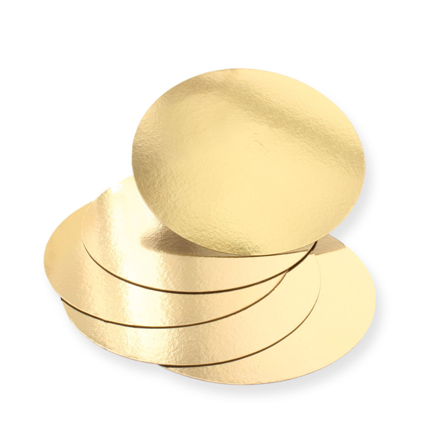 5 supports à gâteaux ronds dorés 26 cm