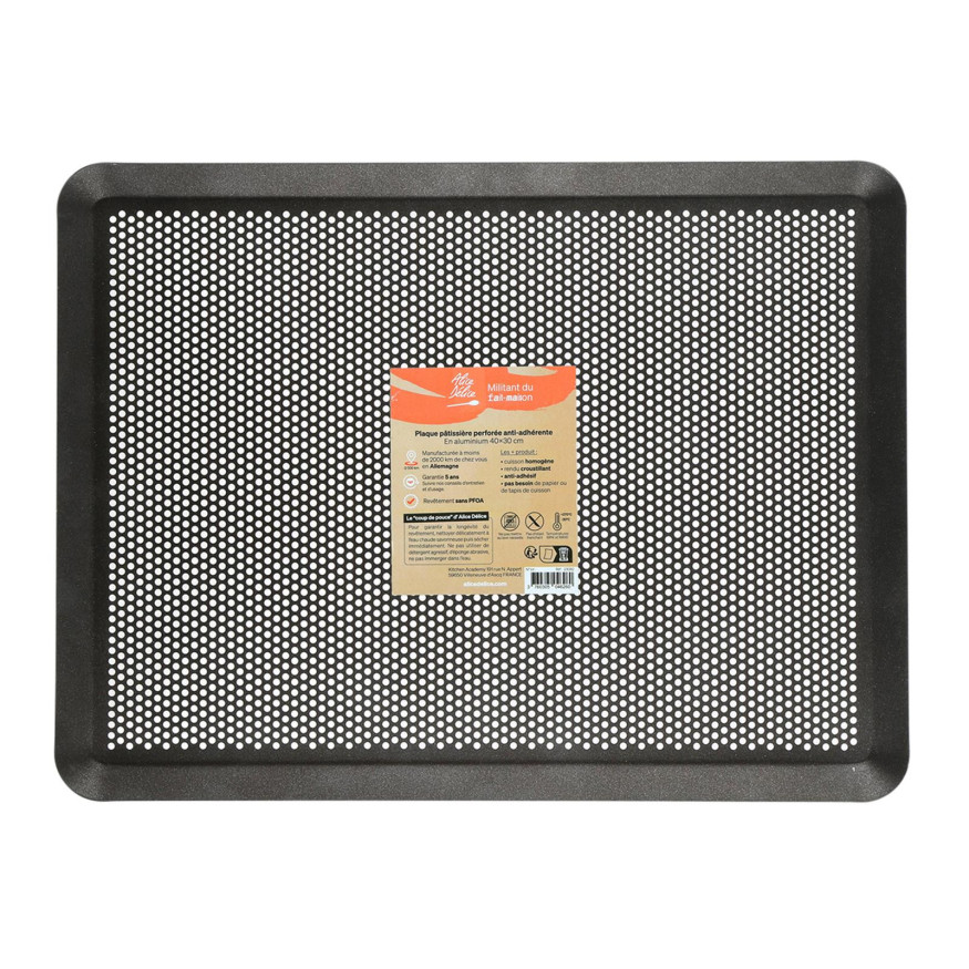 Plaque de cuisson perforée en aluminium anti adhérente 40 x 