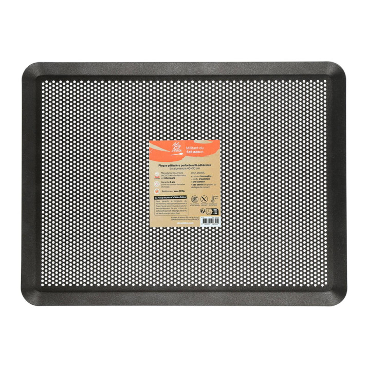 Plaque de cuisson perforée en aluminium anti adhérente 40 x 
