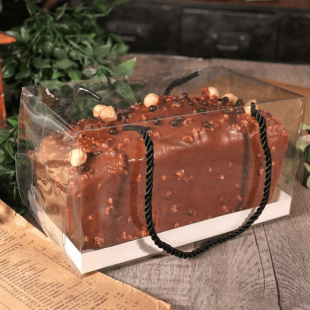 Boîte à cake vitrine transparente rectangulaire avec poignée