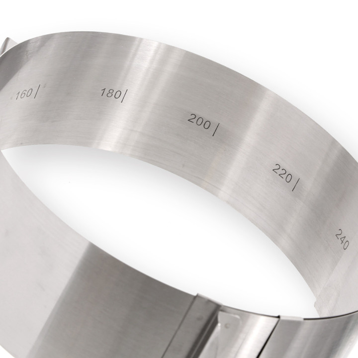 Cercle à pâtisserie extensible en inox de 16 à 30 cm hauteur