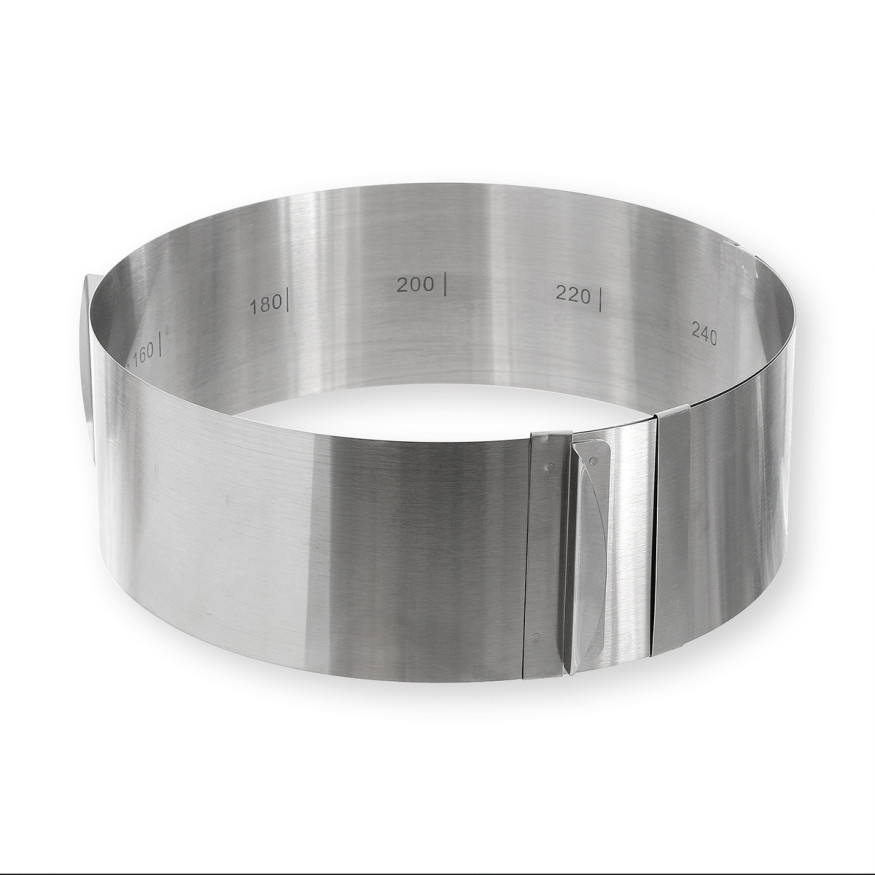 Cercle à pâtisserie extensible en inox de 16 à 30 cm hauteur
