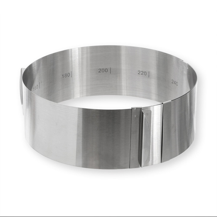 Cercle à pâtisserie extensible en inox de 16 à 30 cm hauteur
