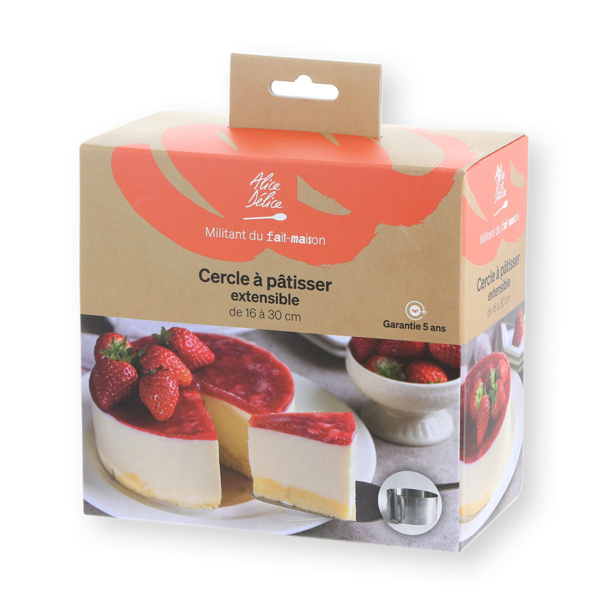 Cercle à pâtisserie extensible en inox de 16 à 30 cm hauteur