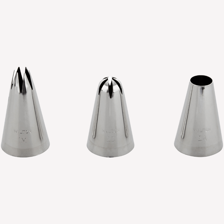 Set de douilles en inox : cannelée étoile  1M, fleur  2D et 