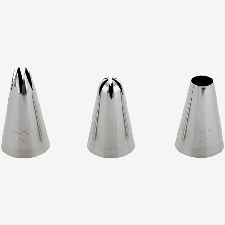 Set de douilles en inox : cannelée étoile  1M, fleur  2D et 