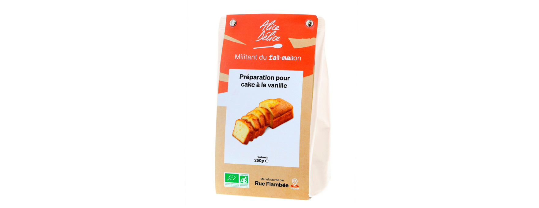 Préparation cake à la vanille bio sans gluten 250 gr - Alice