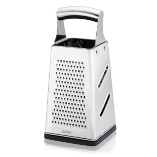 Râpe carré 4 faces inox 24 cm avec couvercle de récupération