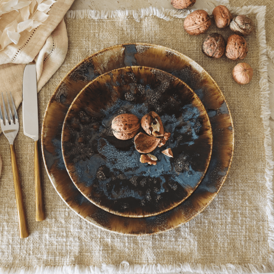 Assiette plate 27 cm en porcelaine marron Volcano - Novastyl