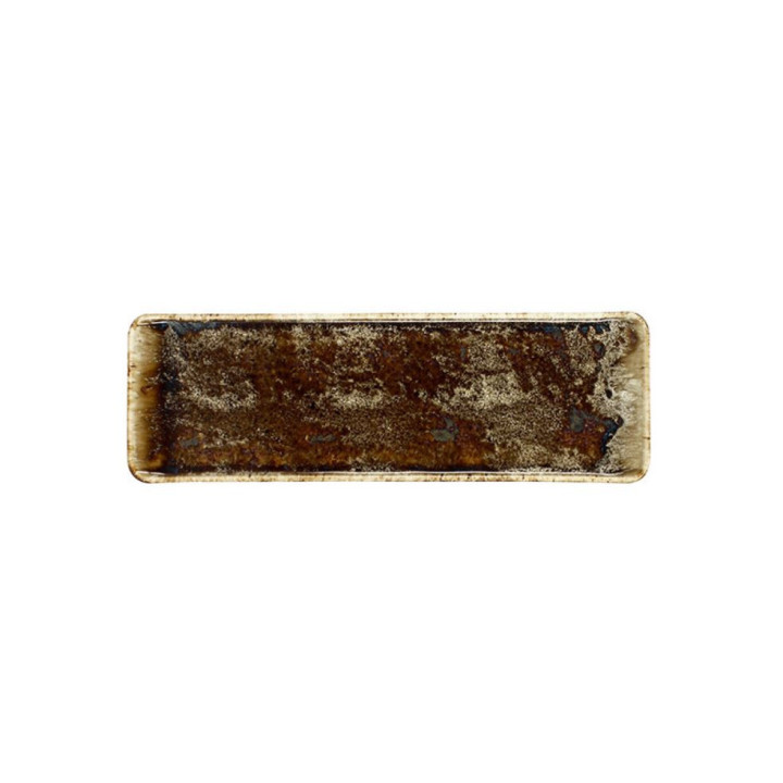 Plat 29 cm rectangulaire en porcelaine marron Volcano - Nova