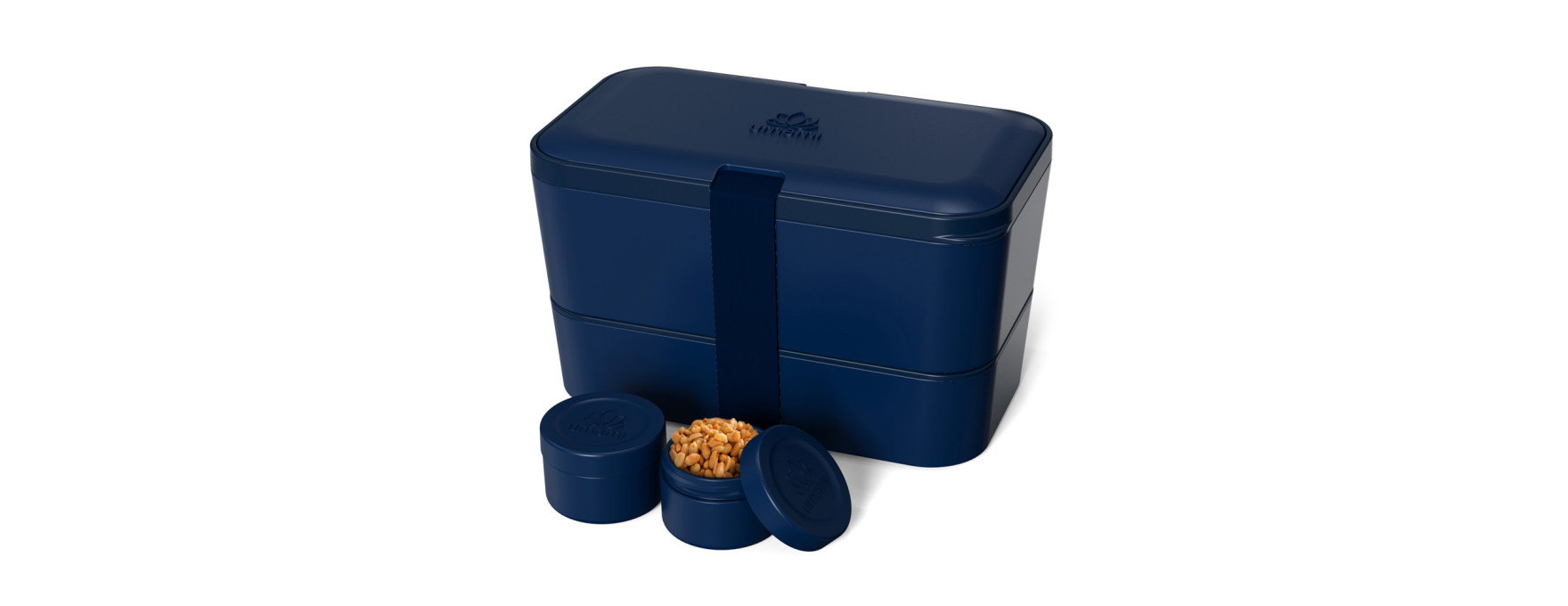 Bento encastrable avec 2 pots et couverts 1,5L bleu nuit -