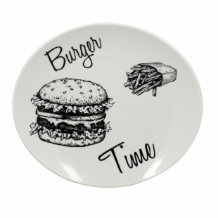 Assiette  burger 29.5 cm en porcelaine - Novastyl