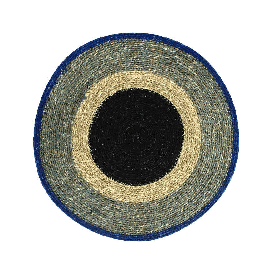 Set de table 38cm Luna rond en jonc de mer bleu - Ogo living