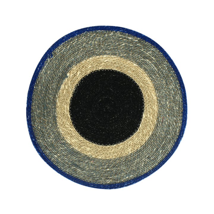 Set de table 38cm Luna rond en jonc de mer bleu - Ogo living
