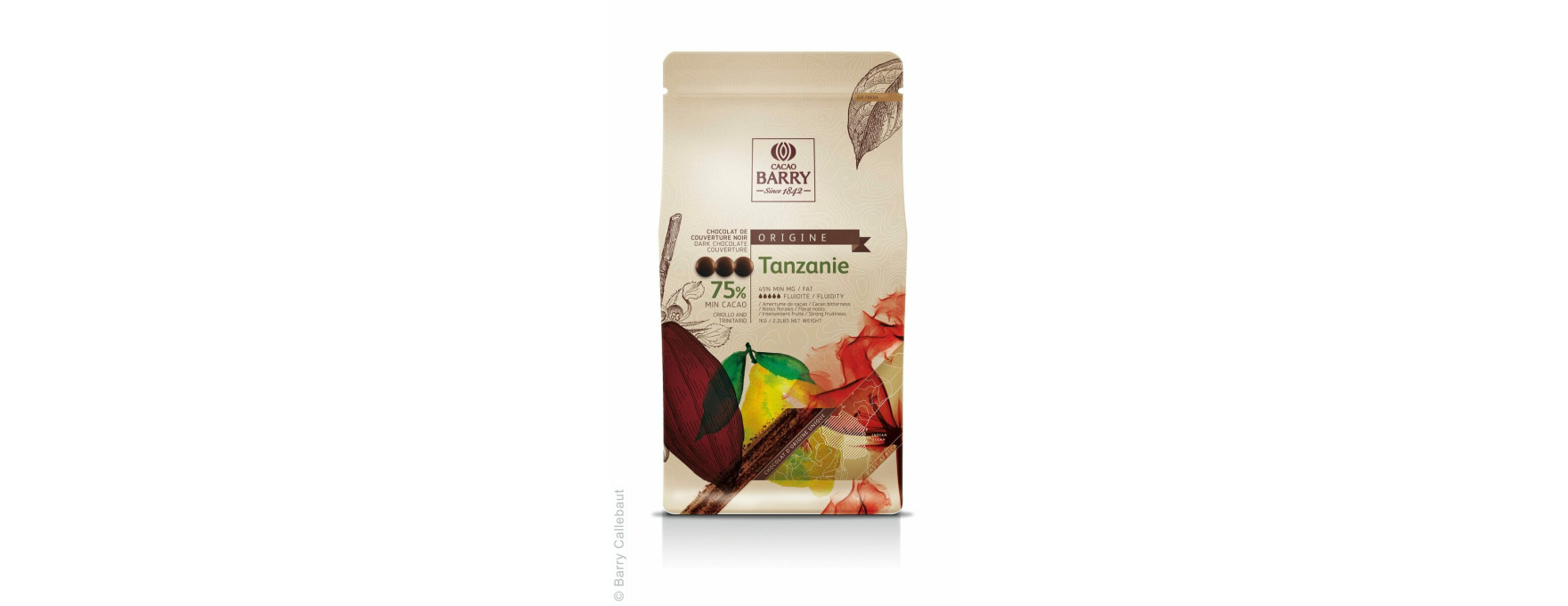 Chocolat de couverture noir origine Tanzanie 75% 1 kg - Barr