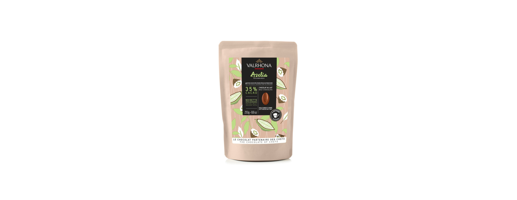 Chocolat au lait et noisette à pâtisser Azelia 35%  250 gr -