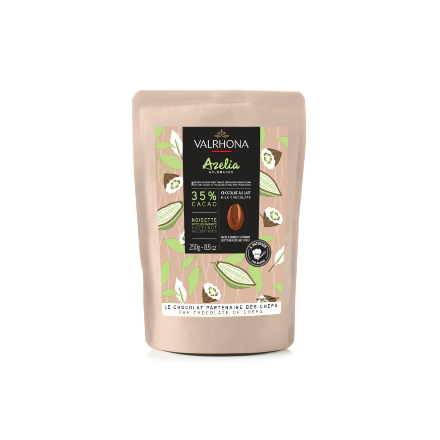 Chocolat au lait et noisette à pâtisser Azelia 35%  250 gr -
