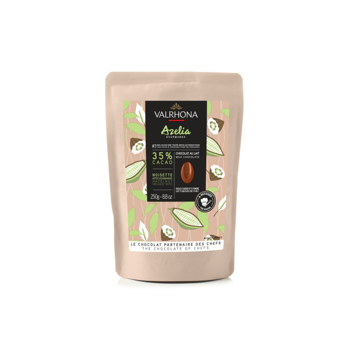 Chocolat au lait et noisette à pâtisser Azelia 35%  250 gr -