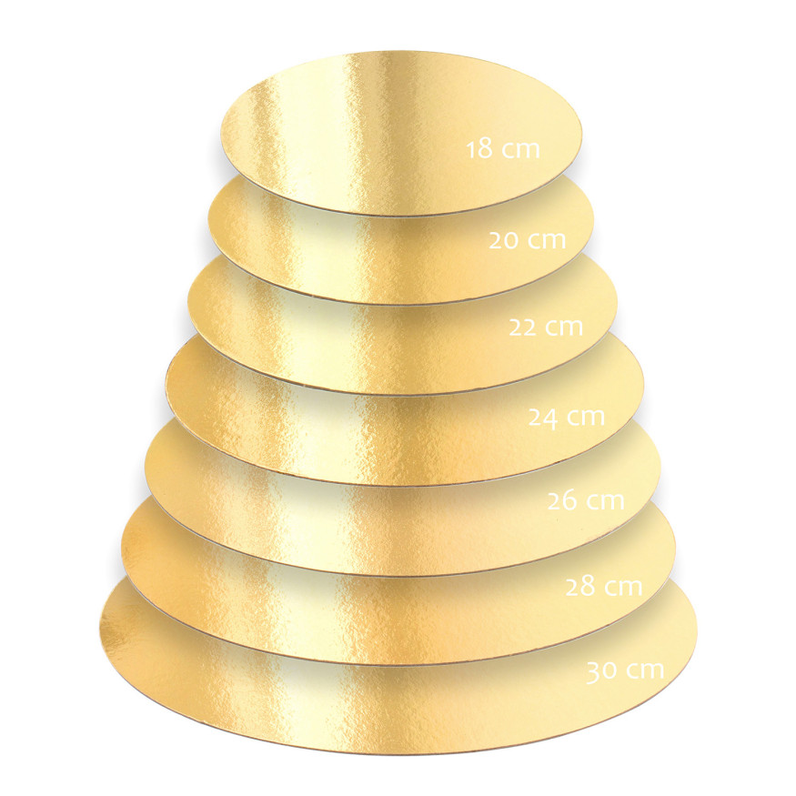 5 supports à gâteaux ronds dorés 18 cm