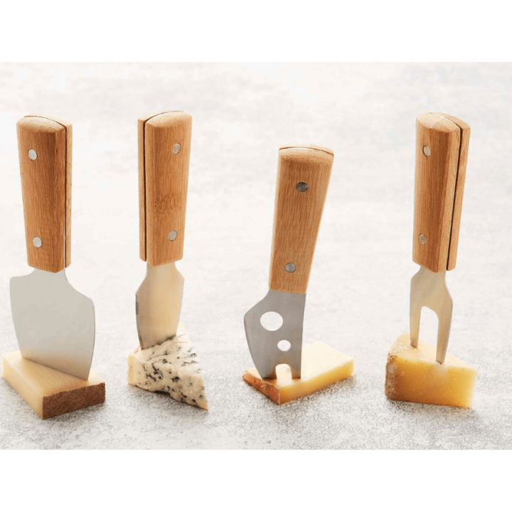 Set 4 couteaux à fromage avec manche en bambou FSC - Point V