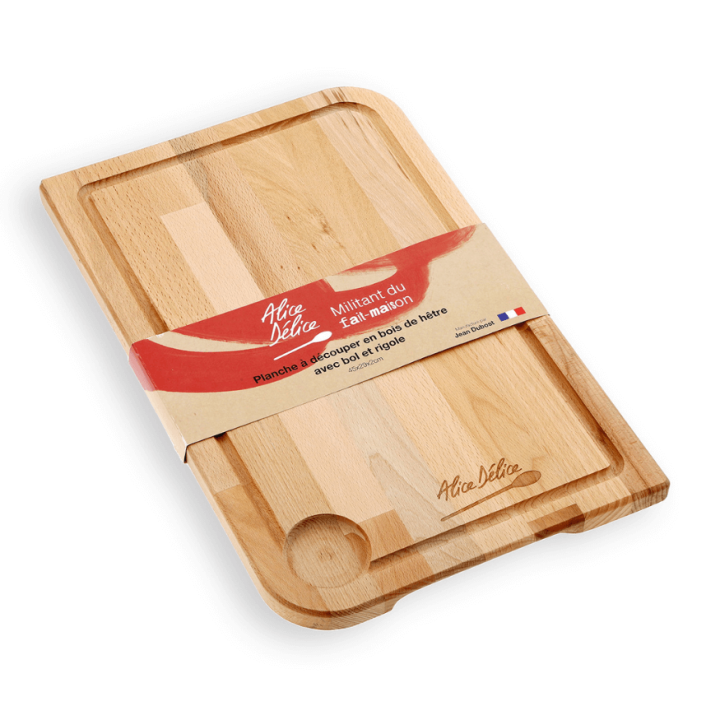 Planche à découper en bois avec récupérateur jus 45*29 cm - 