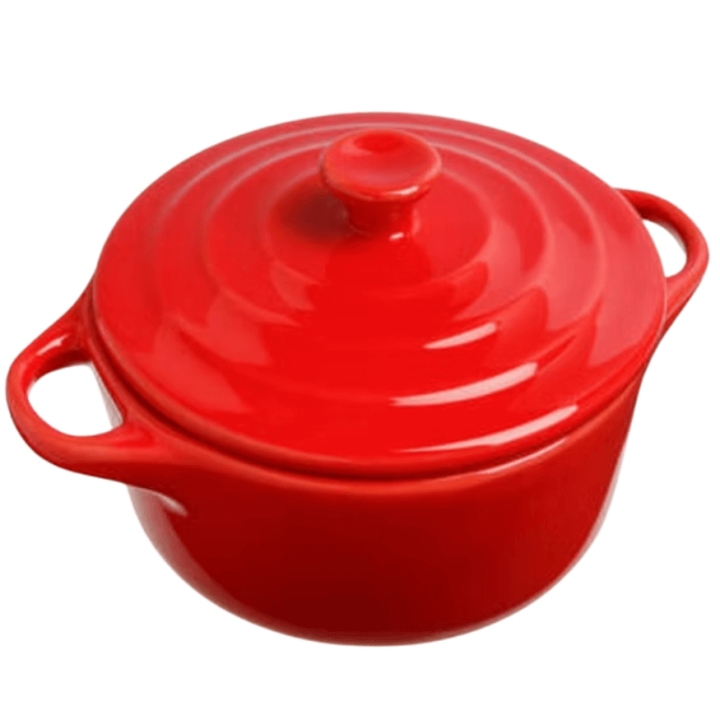 Mini-cocotte céramique ronde 3 couleurs rouge, noir et grise