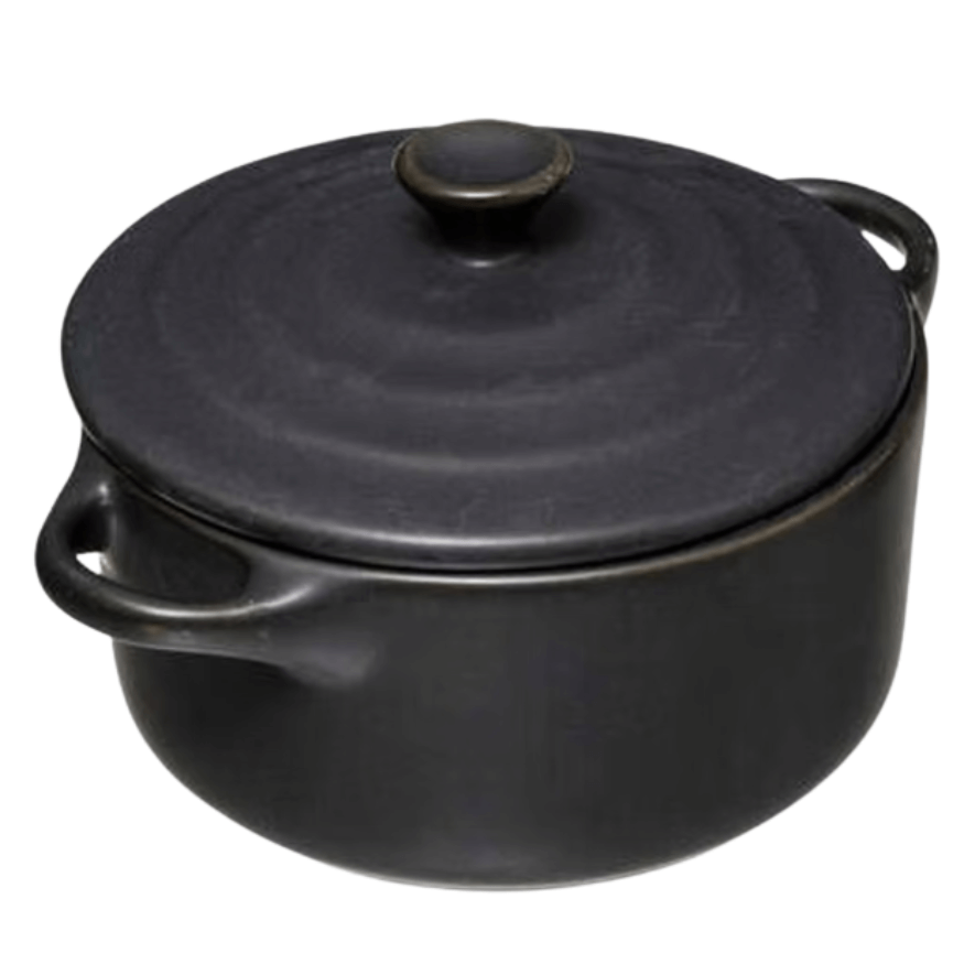Mini-cocotte céramique ronde 3 couleurs rouge, noir et grise