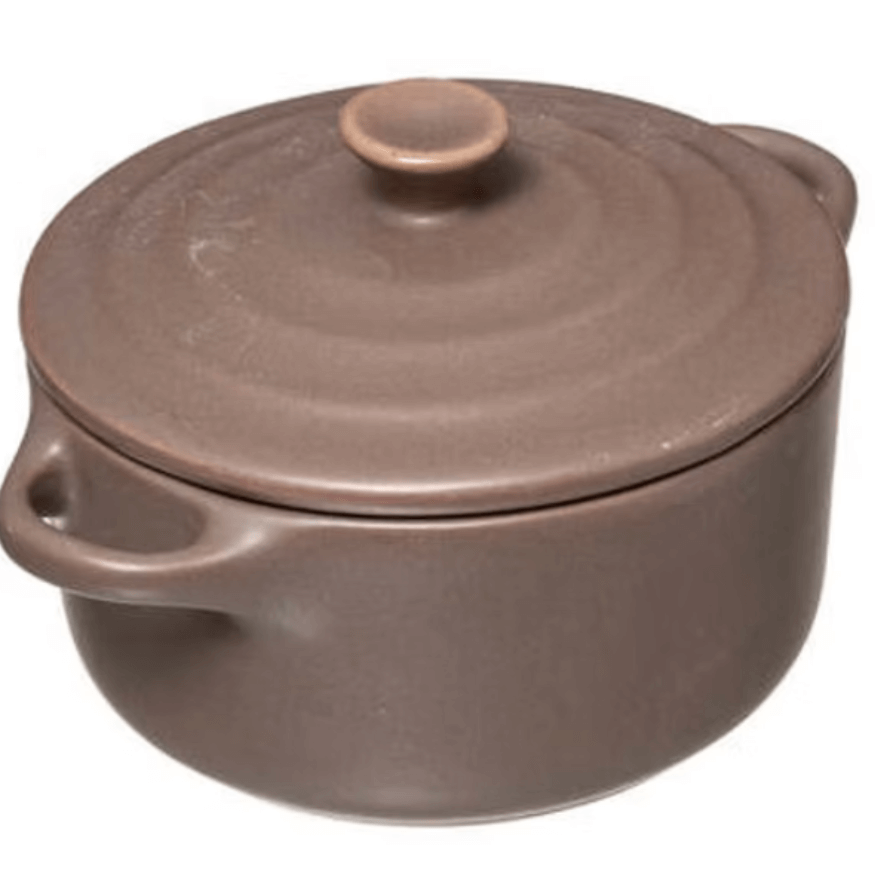Mini-cocotte céramique ronde 3 couleurs rouge, noir et grise