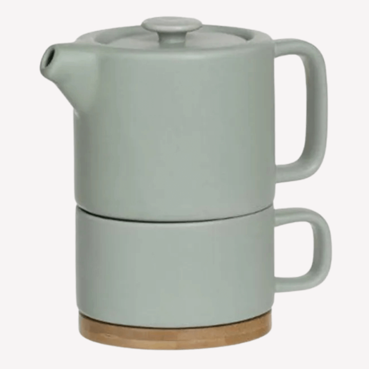 Théière avec Tasse 40cl Vert Pâle Menthe - Secret de Gourmet