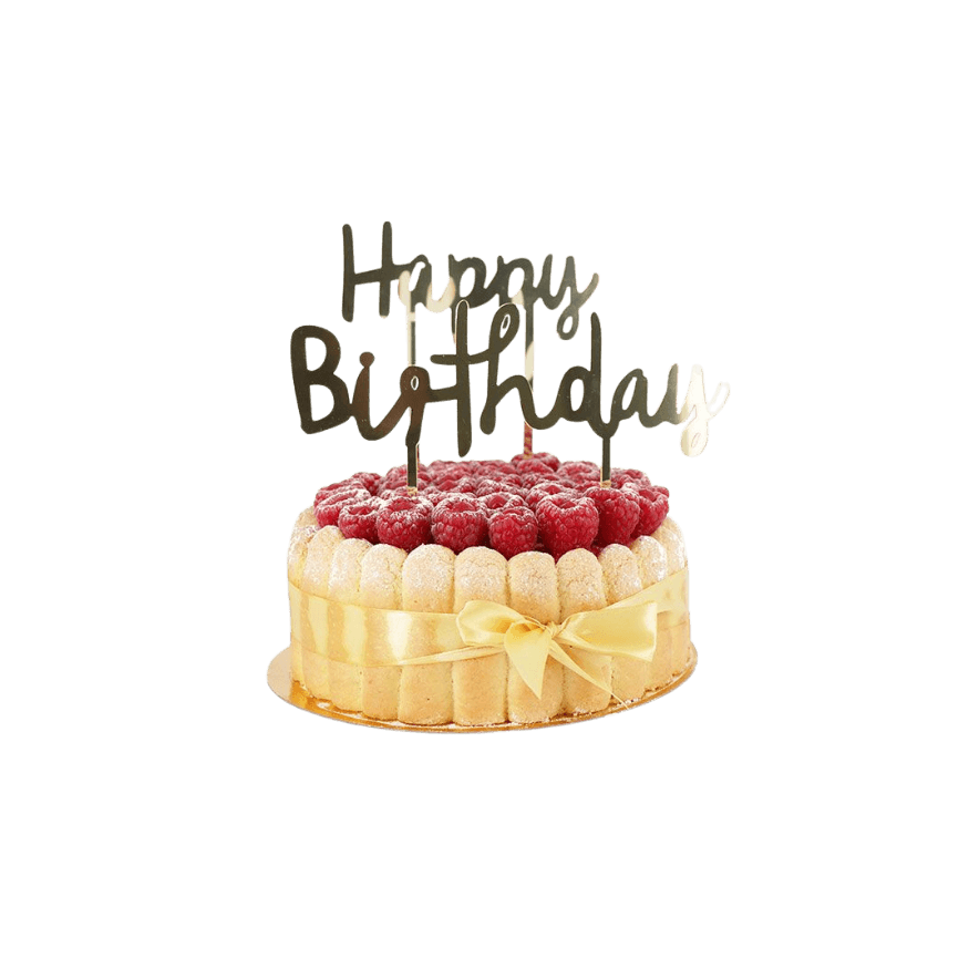 Décor de gâteau : happy birthday doré - Patisdecor